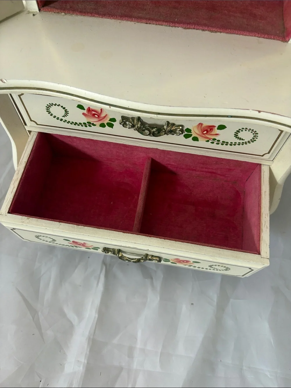 French Provincial Style Jewelry Music Box Armoire Chest- Made in Japan Vintage